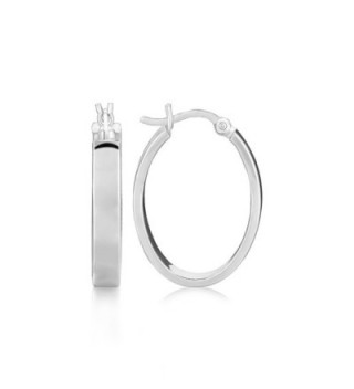 Sterling Silver Flat Style Oval Hoop Earrings with Rhodium Plating - CW12E24LMZN
