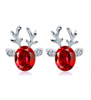 Crystal Christmas Reindeer Hypoallergenic Valentines in Women's Stud Earrings