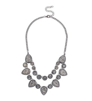 Lux Accessories Silvertone Caviar Glitter Statement Necklace - C012FOQICAF
