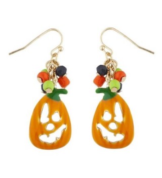 Lux Accessories Goldtone Jack O Lantern Pumpkin Halloween Dangle Earrings - CE184CA8RSK