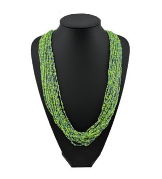 Bocar Long Multiple Row Handmade Beaded Statement 33" Necklace for Women with Gift Box - greenery - C21824ZGWUU