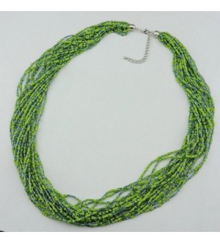 Multiple Handmade Statement Necklace NK 10235 greenery in Women's Strand Necklaces