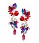 Mina Multi-Colored Petal Faceted Jewel Long Ear Crawler Drop Dangle Earring - Red - CX186GG909E