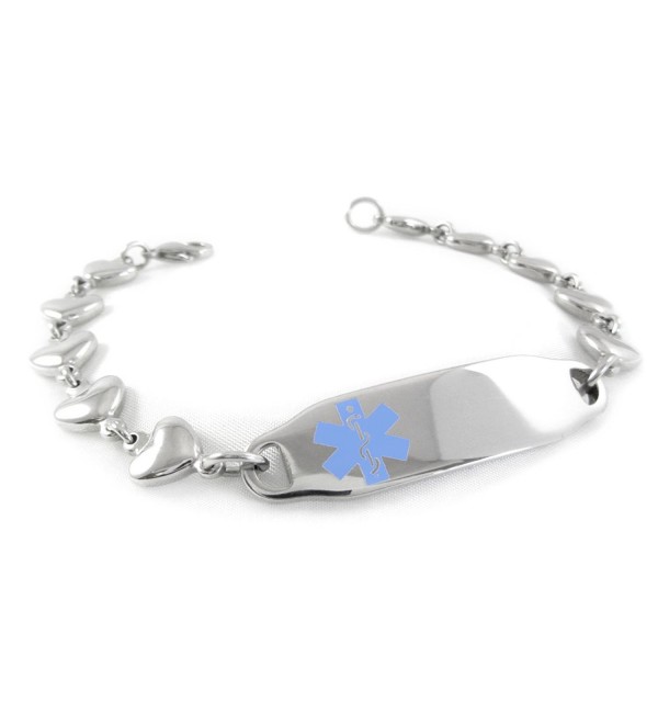 MyIDDr - Pre-Engraved & Customized Bariatric Surgery Medical Alert ID Bracelet- Heart Chain - CZ11CMVNAKD