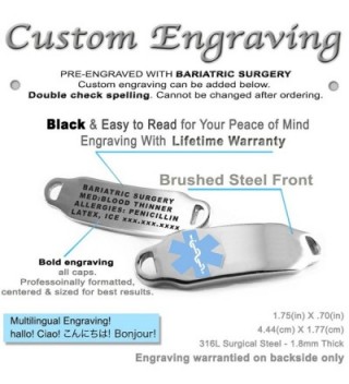 MyIDDr Pre Engraved Customized Bariatric Bracelet