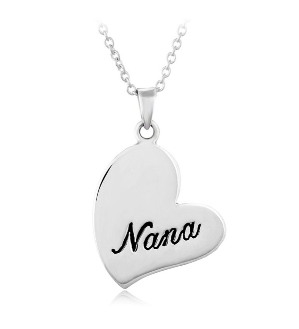 925 Sterling Silver "Nana" Heart Grandmother Grandma Pendant Necklace- 18 inches - CF116U4JPF3