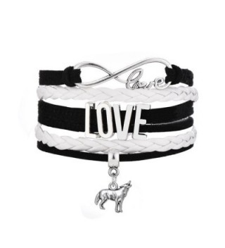 Hand Woven Multilayer Leather Rope Bracelet Infinity Love Wolf Charm Handmade Jewelry Christmas Gifts - White - CU12O1HJUTB
