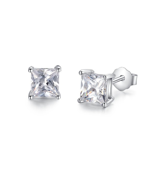 Sterling Silver Simulated Diamond Princess Cut CZ Stud Earrings 3mm (ESS03SVR) - CI11QS805CX