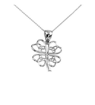 925 Sterling Silver Open Design Trinity Knot Lucky Four-Leaf Clover Pendant Necklace - CY12EM12P1V