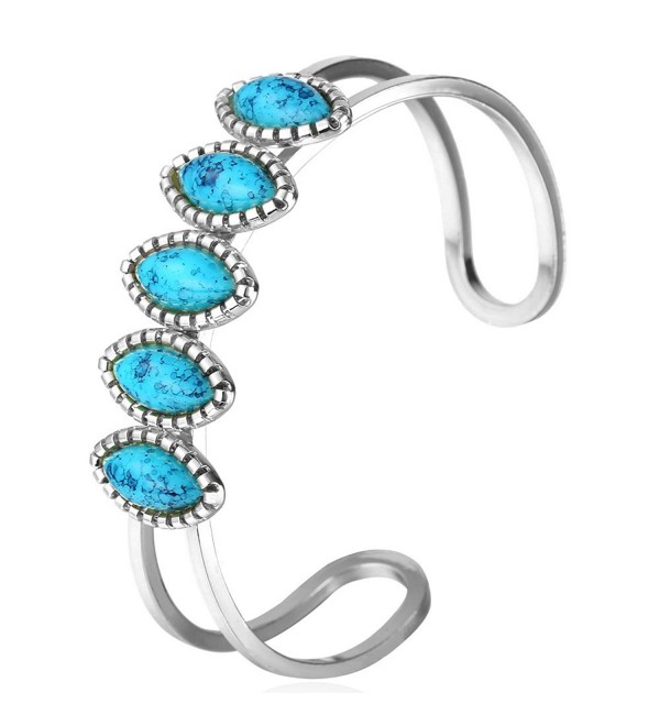 18k Gold Plated Turquoise Cuff Bracelet Bangle - Platinum Plated - CI126G652ND