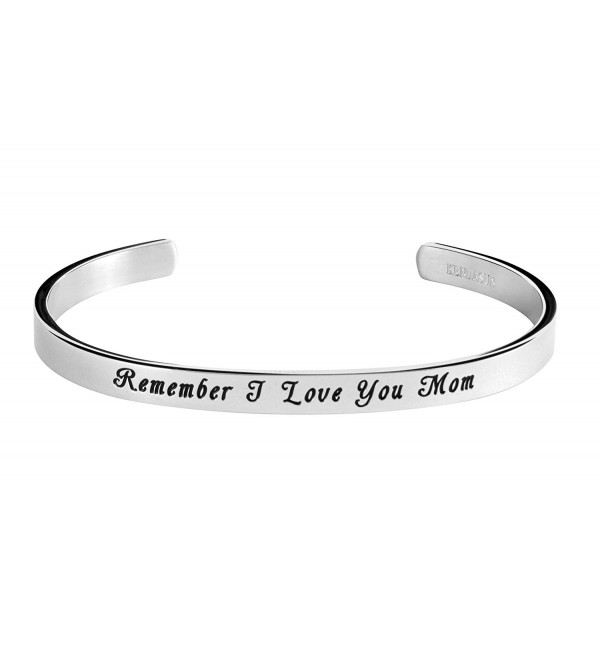 Remember Mom I Love You Inspirational Bracelet Cuff Bangle for Mother - CB184QQ4CIO