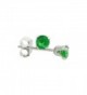 Sterling Silver Brilliant Cut Cubic Zirconia Stud Earrings 3 mm Emerald Green Color 1/4 cttw - CG114E2DFLN
