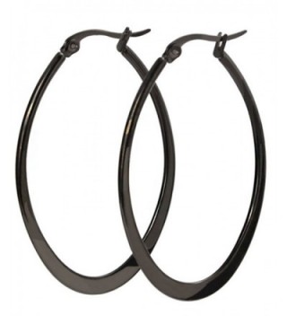 Nanafast Titanium Steel U-shaped Black Hoop Earrings for Women - C3126D4WIMV