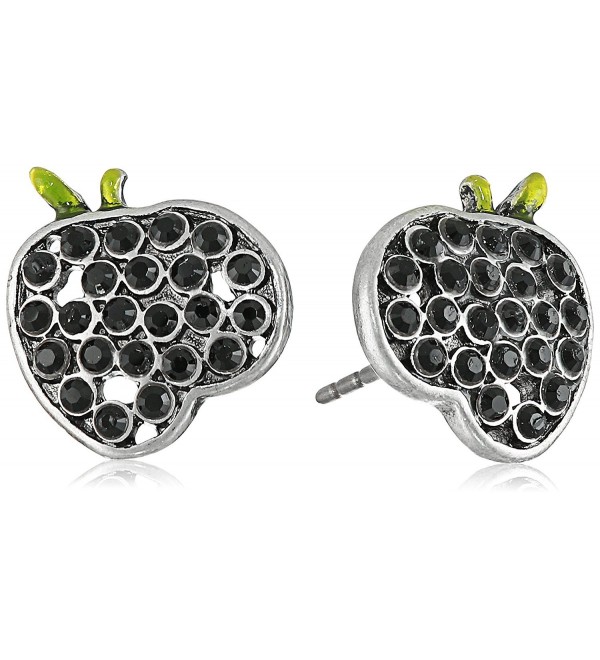 Marc Jacobs "Fall 2016" Apple Stud Earrings - Jet/Antique Silver - CJ12JZ2IH1T