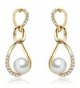 SBLING 18K Gold Plated Shell Pearl with Cubic Zirconia Drop Earrings(10mm) - C0120J7K2GR