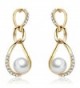 SBLING 18K Gold Plated Shell Pearl with Cubic Zirconia Drop Earrings(10mm) - C0120J7K2GR