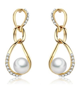 SBLING 18K Gold Plated Shell Pearl with Cubic Zirconia Drop Earrings(10mm) - C0120J7K2GR