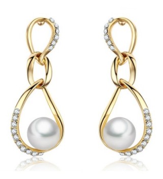 SBLING 18K Gold Plated Shell Pearl with Cubic Zirconia Drop Earrings(10mm) - C0120J7K2GR