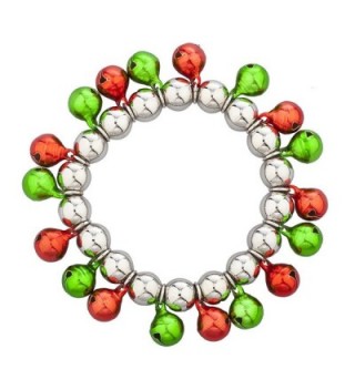 Lux Accessories Multi Color Christmas Jingle Bells Stretch Bracelet - Silver - CY12MS364N5