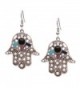 Bleek2sheek Bohemian Hamsa Hand Antiqued Silvertone Dangle Earrings - CC12LNRULBN