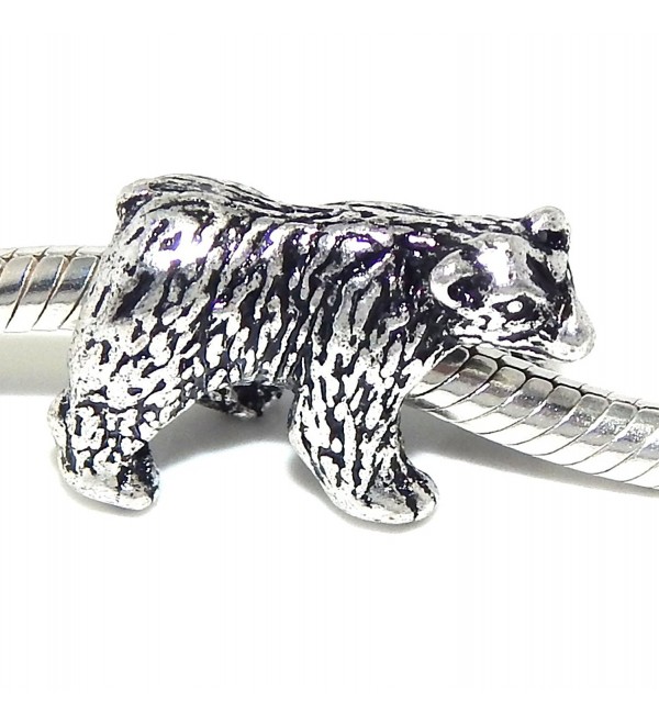 Jewelry Monster "Walking Bear" Charm Bead for Snake Chain Charm Bracelet - C111TR2RESP