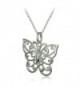 Sterling Polished Filigree Butterfly Necklace