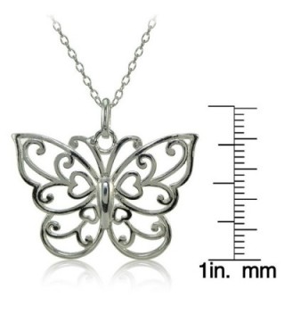 Sterling Polished Filigree Butterfly Necklace in Women's Pendants