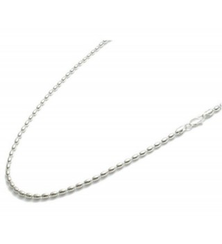 22" Beautiful St. Silver Charleston Rice Bead Necklace Chain 2.2 x3 MM Italian /230ga Lobster Claw Clasp - CF120FLEQHD