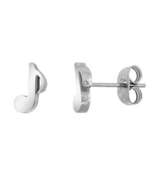 Small Stainless Steel Musical Eighth Note Stud Earrings Quaver Musical Symbol 3/8 inch - C3120RX5RK9