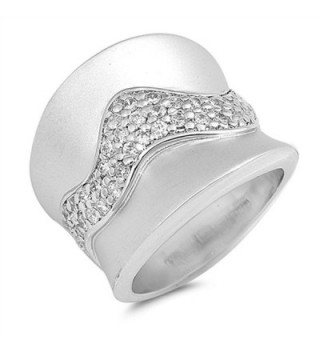 White CZ Unique Wide Wave Cluster Ring New .925 Sterling Silver Band Sizes 6-9 - CD12G76ET9Z