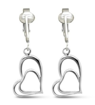 Womens Clip Earrings Silver Lightweight - Silver Hearts - C3180458TRX