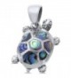 Sterling Silver Natural Stone Turtle Pendant Charm (Three Colors Available) - Abalone Shell - CF12ODEW0MG