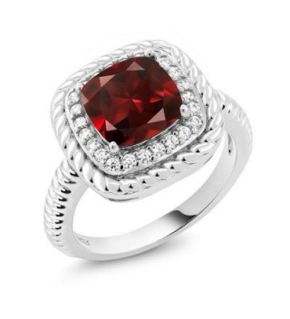 2.74 Ct Cushion Cut Red Garnet 925 Sterling Silver Engagement Ring (Available in size 5- 6- 7- 8- 9) - C8183KIC349