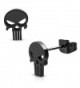 Stainless Punisher Cut Out Button Earrings