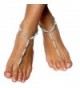 Handmade Blue Pearls Barefoot Sandals Set - Beach Wedding Anklet - CD12EKYKG4X