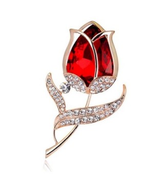Sanwood Women's Fashion Rhinestone Glass Tulip Flower Brooch Pin Wedding Party Jewelry Gift - C217XXCG707