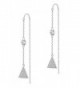 Sterling Silver Triangle Threader Drop Earrings with Cubic Zirconia - Silver - CT184HD27TG