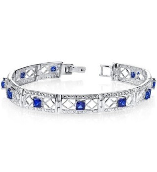 Created Sapphire Bracelet Sterling Silver Victorian Style - CJ111PM0QLH