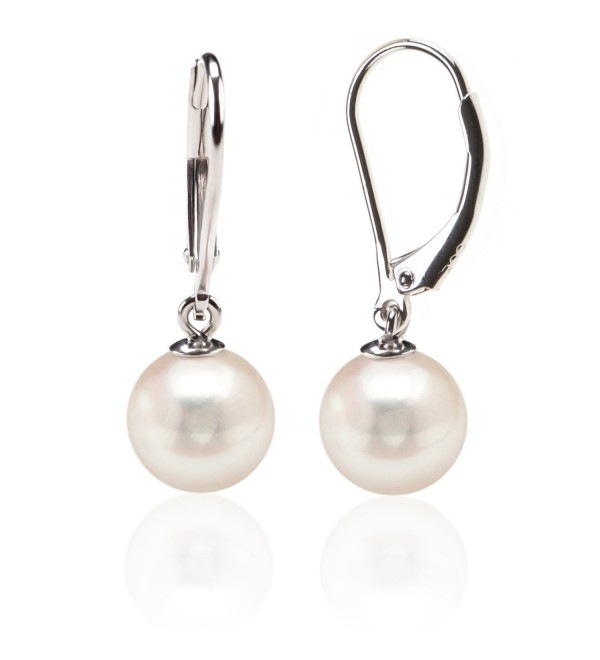 PAVOI Sterling Silver Simulated Shell Pearl Earrings Leverback Dangle Studs - CN12LAQLR69