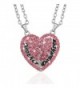 Split Pink Heart Pendant Necklace - Set of 2 Mother & Daughter Heart Pendant Necklace - CX184W3QTLN