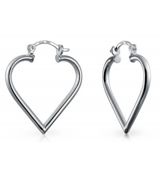 Bling Jewelry Open Top Heart .925 Silver Hoop Earrings - CF12974SWDD