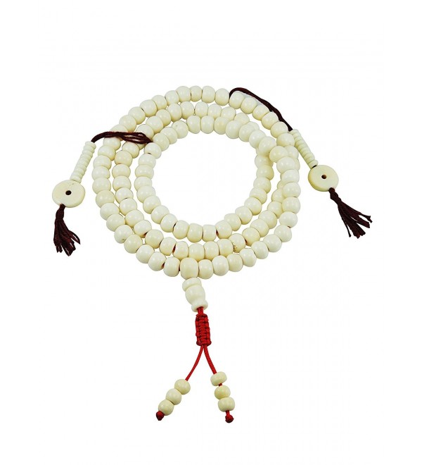 Tibetan Mala Yak Bone Mala 108 Beads for Meditation with Bone - CF128HW7YEJ