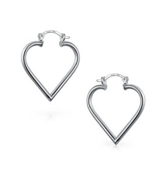 Bling Jewelry Heart Silver Earrings in Women's Hoop Earrings