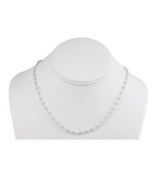 Sterling Silver And Silvertone Freshwater Cultured Pearl Necklace White Small Chain Link (3.0-3.5mm)- 18" - C011CR4AWDX
