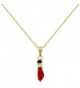 18k Gold Plated Red Talisman Figa Hand Amulet Protection Good Luck Pendant 19" - CO11W9SYAJJ