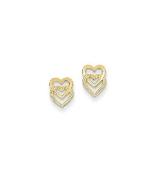 14K Yellow Gold Polished Double Heart Post Earrings (9MM Long x 6MM Wide) - CC11FS3MLJT