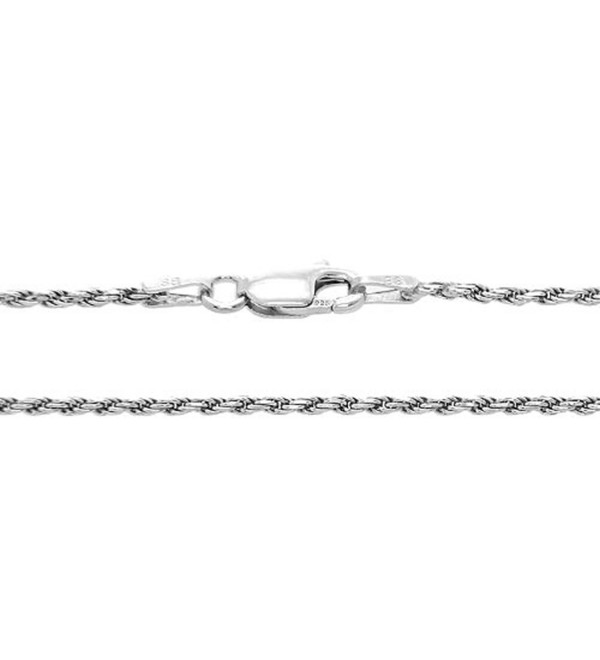 Sterling Silver 1.5 Millimeter Rhodium Plated Solid Rope Chain Necklace - CD119C9YELN