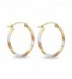 Solid 14k Yellow White Rose Gold Oval Tube Hoop Earrings Diamond Cut Satin Tri Color 20 x 1.5 mm - CX185AUODX2