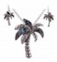 DianaL Boutique Large Beautiful Palm Tree Abalone Pendant Necklace and Earring Set with 18" Mesh Chain - CQ12O36SU17
