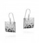Hammered Texture Square .925 Sterling Silver Dangle Earrings - CL11J6XWM4V